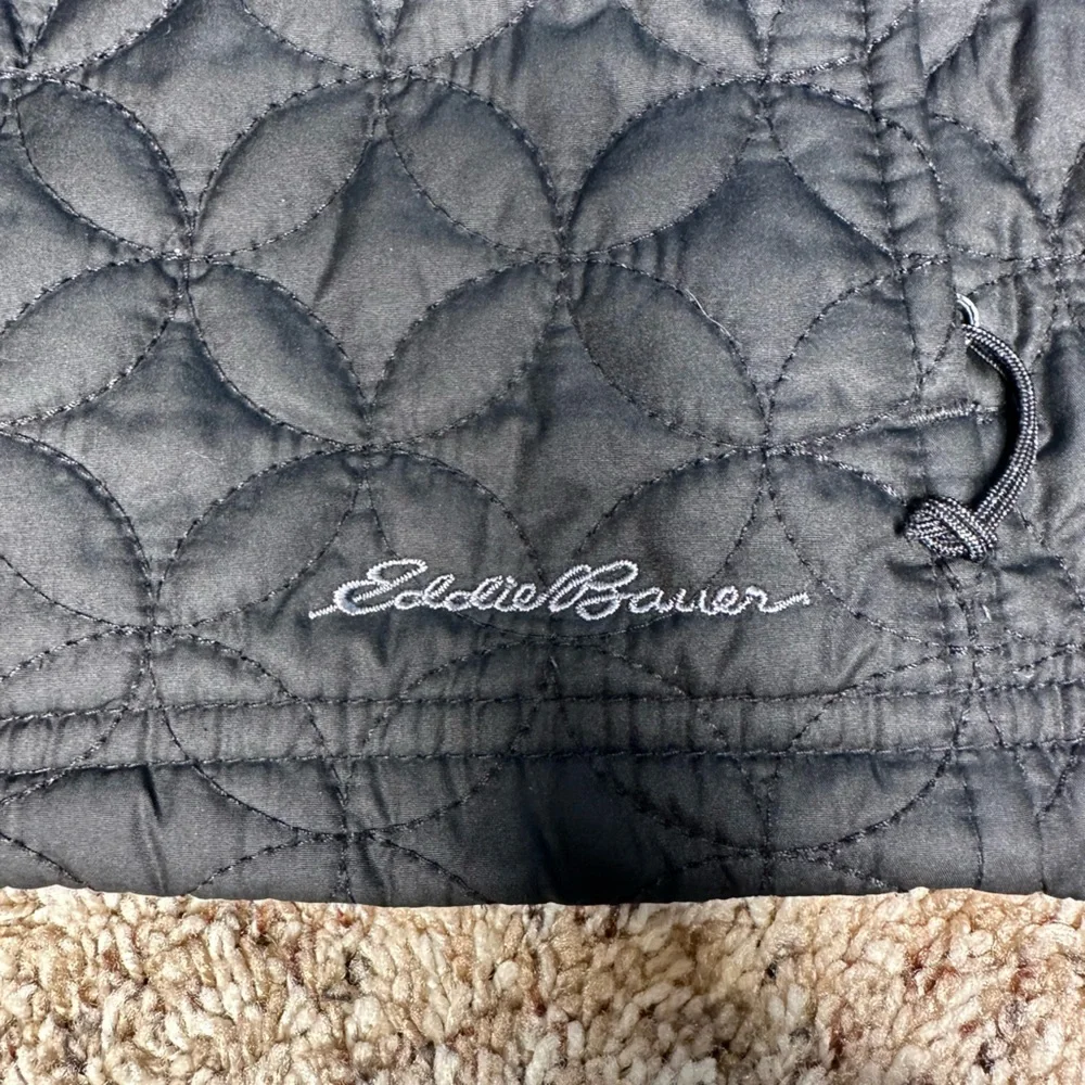Eddie Bauer Quilted Vest Women’s Large Black Lightweight Zip‎ Up